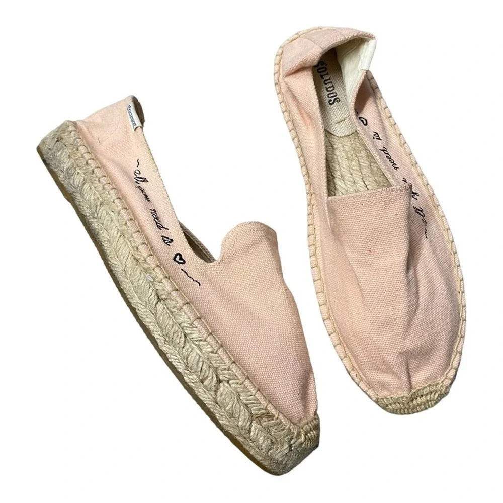 Soludos pink all we need is love espadrille